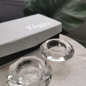 verdici design crystal candle holders Set of Two Brand New in Gift Box Home
